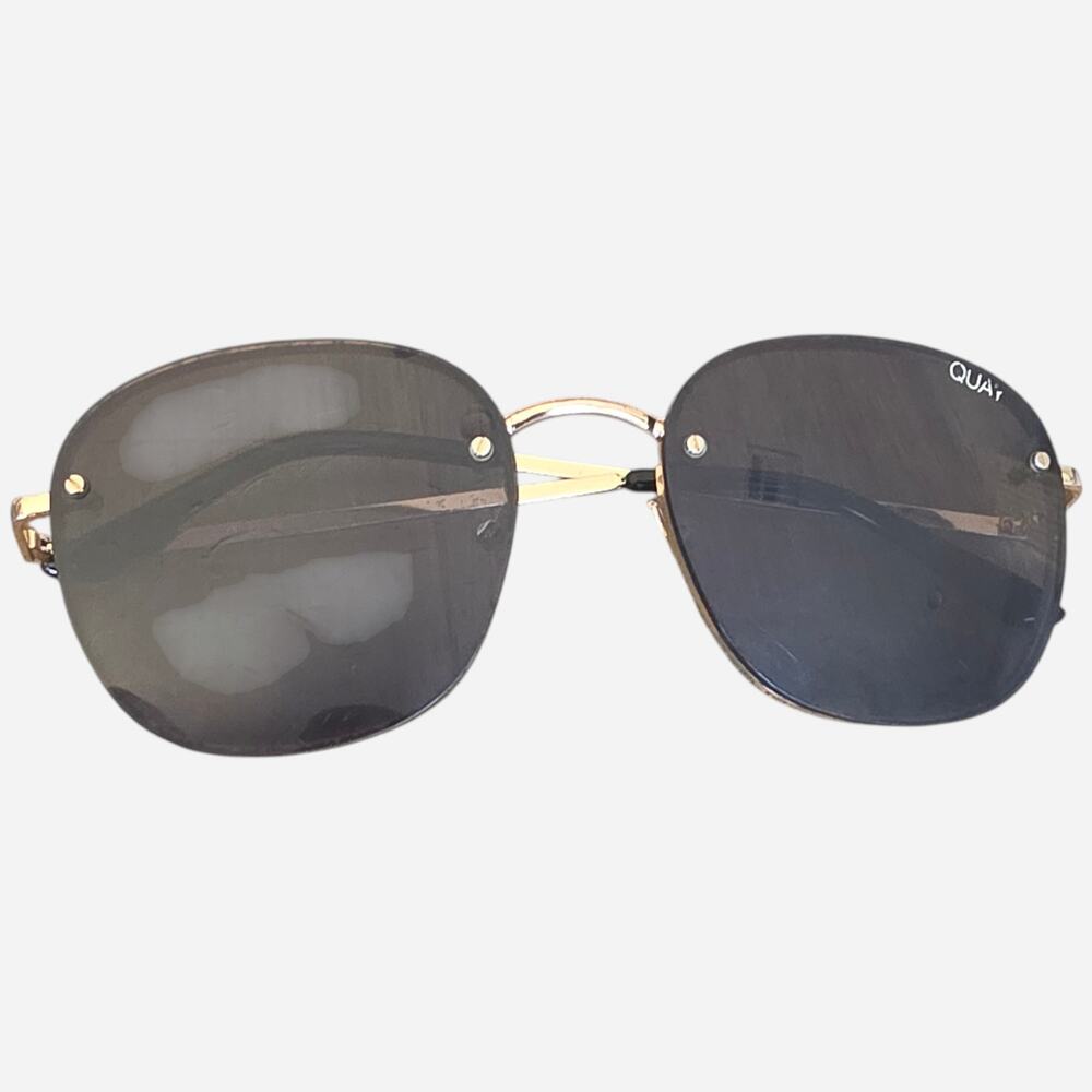 Quay Australia Women's Black Round Frame Rimless Polarized Jezzabel Sunglasses